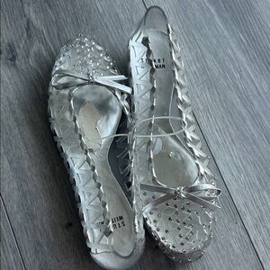 Stuart Weitzman Silver Jelly Ballerina Flats 8